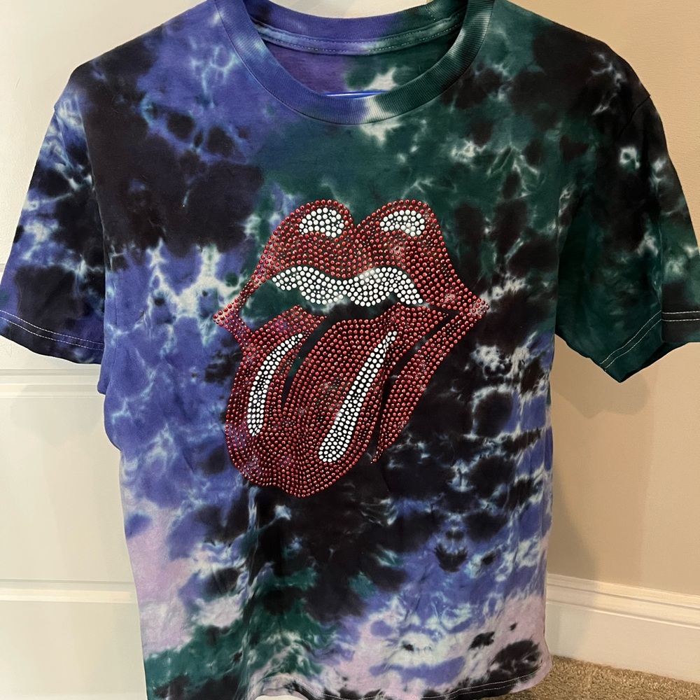 The Rolling Stones Tie-Dye Rhinestone Graphic Tee